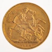 A full sovereign, a Victoria 1896 full sovereign, 8.0grams.