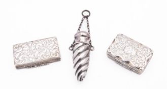 A Victorian silver vinaigrette by Gervase Wheeler, Birmingham 1843, of rectangular form,