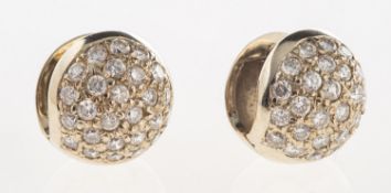 A pair of diamond set sphere earrings, each set with brilliant-cut diamonds, diamonds approx. 0.