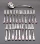 A set of twenty silver Kings pattern table forks maker William Chawner II, various dates 1824, 1827,