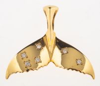 A 'whale tail' diamond pendant,