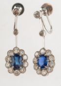 A pair of antique sapphire and diamond drop earrings, a pair of screw-back earrings,