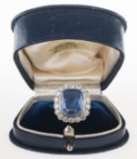 A fine and impressive sapphire and diamond cluster ring,