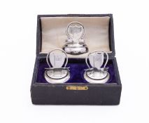 Royal Navy Interest: a cased pair Edward VII silver of menu holders by George Unite,