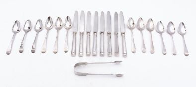 A mixed group of silver flatware including;