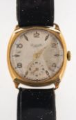 Everite a gentleman's 9ct gold wristwatch the round silvered dial having baton and Arabic numeral