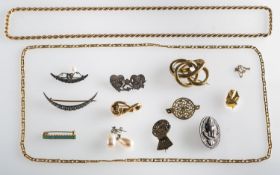 A mixed group of antique costume jewellery,