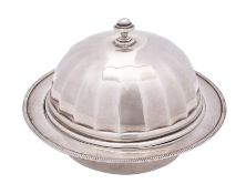 A George V silver muffin dish and cover by Roberts & Belk Ltd, Sheffield 1917,