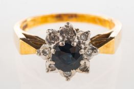 A sapphire and diamond ring,