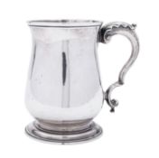 A George III silver mug marker's mark poorly struck, London 1764, of baluster form,