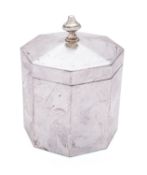 A George V silver tea caddy by Pairpoint Brothers, London 1915, of octagonal form,