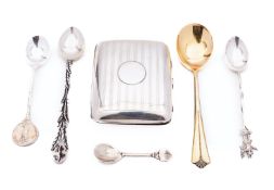 A mixed group of silver; including a Chester silver cigarette case by E J Trevitt & Sons 1915,