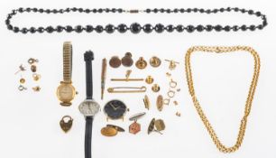 A mixed collection of jewellery and dress watches, including a vintage mechanical wind J.W.