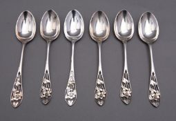 A set of five Art Noveau silver coffee spoons by Joseph Rodgers & Sons, Sheffield 1906,