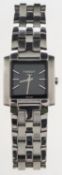 Tissot 1853 Stylist a stainless-steel lady's wristwatch the round black dial with baton numerals at