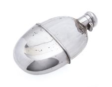 A George V silver and glass hip flask by Hilliard & Thomason, Birmingham 1922, bayonet hinged lid,