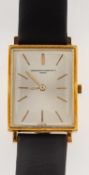 Vacheron & Constantin an 18K gold gentleman's wristwatch the silvered rectangular dial having