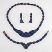 A suite of matching lapis lazuli jewellery,