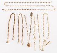 A quantity of broken chain, either UK hallmark/import mark for 9ct or marked 9ct/9k or 375,