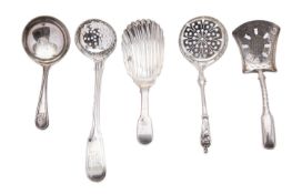 A mixed group of silver spoons including;