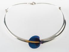 Blue Wing Gallery, Cornwall, a silver and titanium Cala lily necklet,