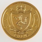 A Pobjoy Mint 1994 Isle of Man Ecu, number 0623, 999.9 gold, 6.22grams, boxed with certificate.