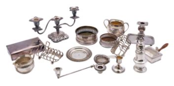 A mixed group of silver plated wares including; a large oval tray,