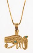 An Egyptian hieroglyph pendant and chain,