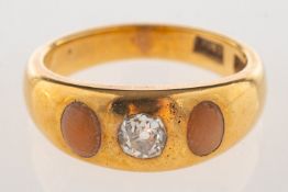 A diamond and coral ring,