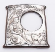 An Arts and Crafts silver picture photograph frame by Charles S Green & Co Ltd, Birmingham 1905,