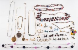 A mixed group of costume and silver jewellery,