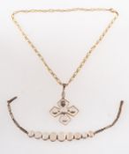An antique moonstone set bracelet and pendant,