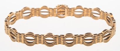An openwork bracelet, with curved openwork articulated links,