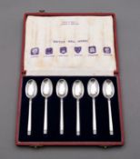 A cased set of six Elizabeth II silver Assay Office hallmark tea poons, by Mappin and Webb,