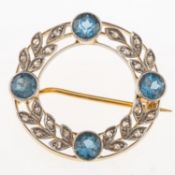 An antique foliate brooch, of circular openwork form,