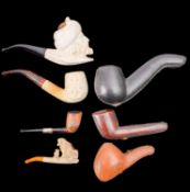 Four Austrian meerschaum pipes, late 19t