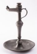 A Continental pewter oil lamp, German or