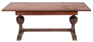 An oak trestle table in 17th century tas