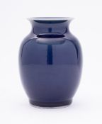 A Chinese porcelain monochrome vase under blue glaze,