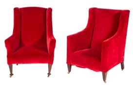 A matched pair of semi-wing frame armcha