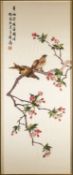 Two Oriental silkwork pictures of birds