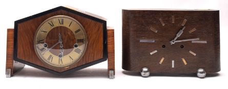 Art Deco chiming mantel clock and anothe
