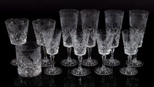 Brierley Hill, a part suite of drinking glasses in the Grapevine pattern,