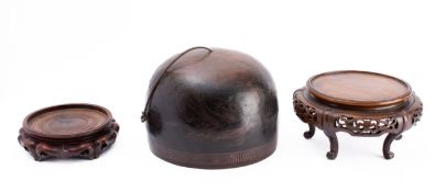 Chinese gong and two wood stands.