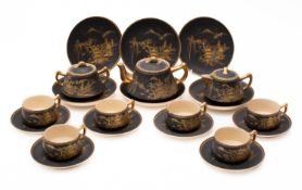A Satsuma pottery tea service, comprisin
