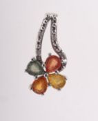 A flower pendant, set with four pear-cut
