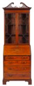A mahogany, marquetry and glazed bureau
