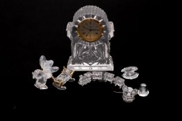 A Waterford mantel clock and a group of