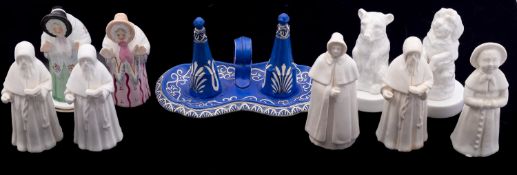 Ten porcelain snuffers comprising six De
