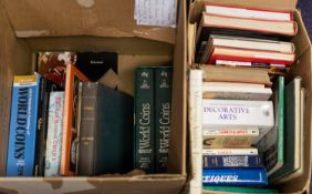 A collection of books related to coins,